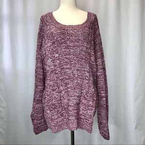 NWT Vintage America Vanesa cable knit sweater purple pink marled super soft L